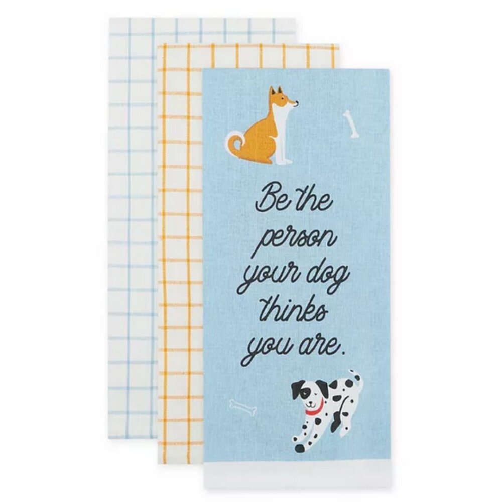 Design Imports Everyday Pets Kitchen Collection Absorbent Dishtowel Set x3 Dogs